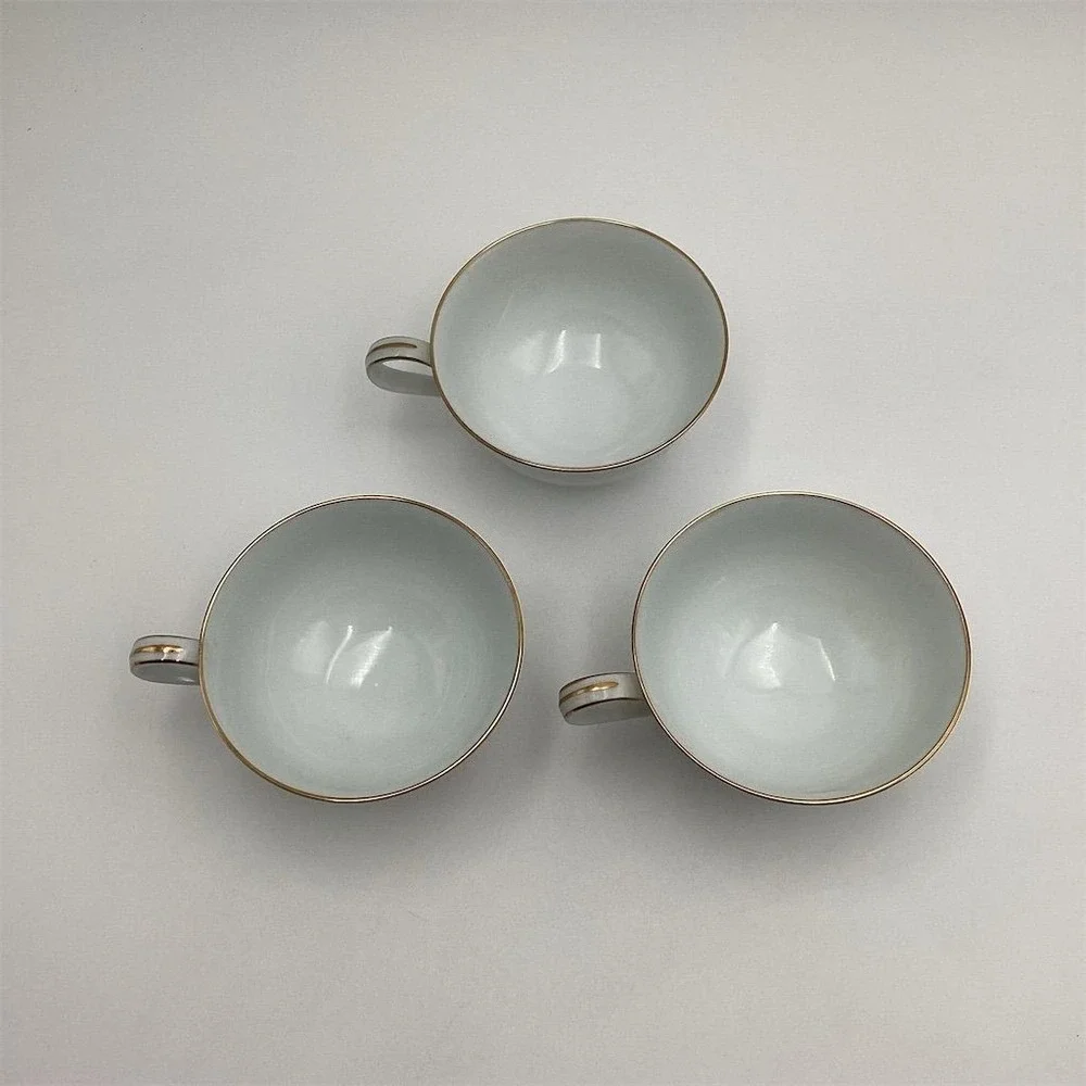 Noritake Dawn 5930 Vintage Tea Cups Set of 3 White Porcelain‎ Japan